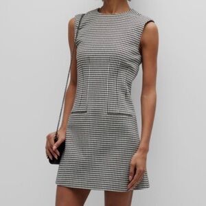 Derek Lam Black and White Houndstooth Sleeveless Shift Dress
